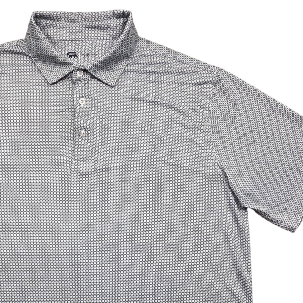 Onward Reserve Performance Polo Shirt Short Sleeve Gray Geometric AOP Mens Large